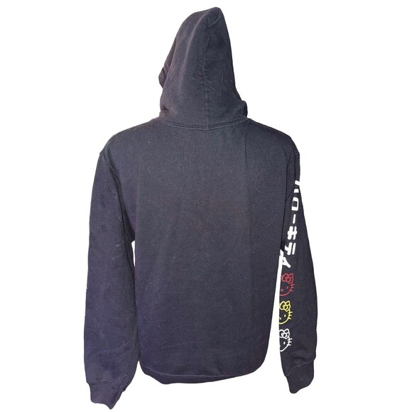 Hello Kitty X Tokyo Black Hoodie Size Large Pullover Size M Missing Hood String - Picture 2 of 2